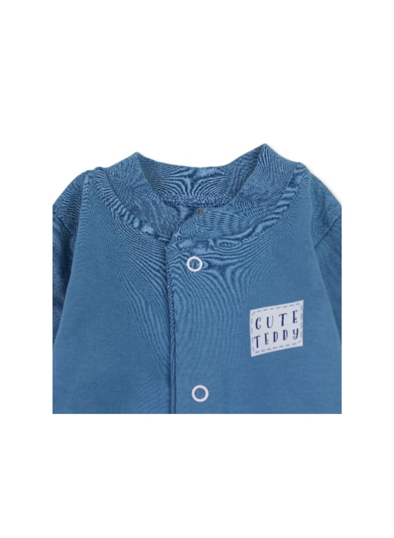 Berceau Baby Boys Cotton Footless Onesie – "Cute Teddy" Embroidery - Image 3